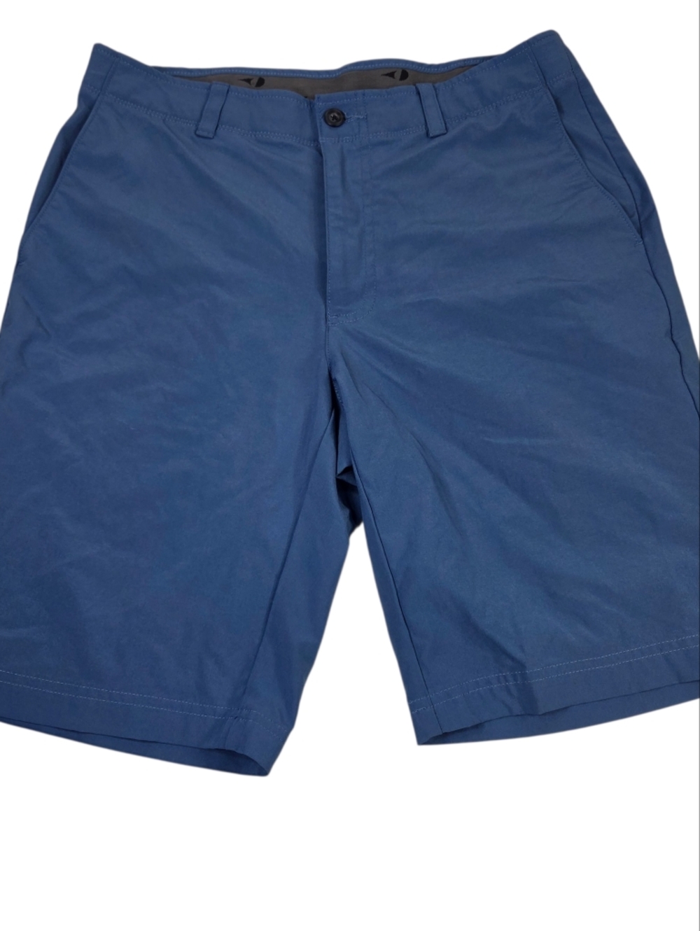 GRANDSLAM Men's Blue Chino Shorts Polyester Blend Zip Button Pockets Flat Front
